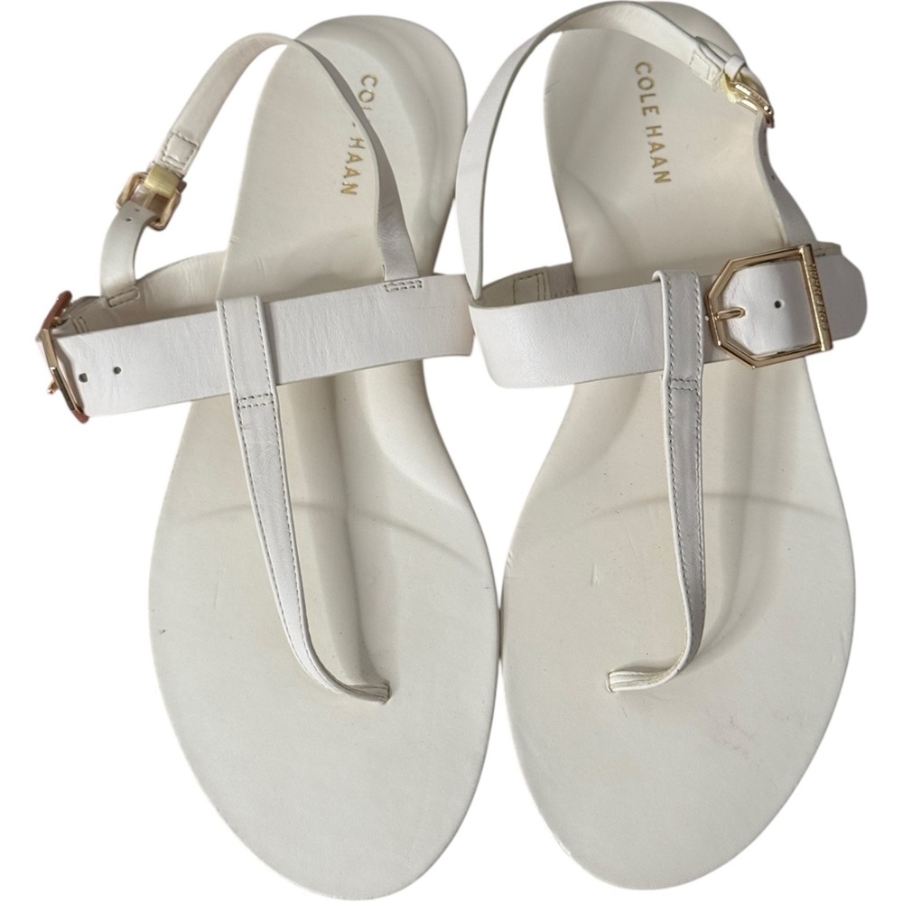 Cole Haan Women's Cream Sandals with Gold Buckle